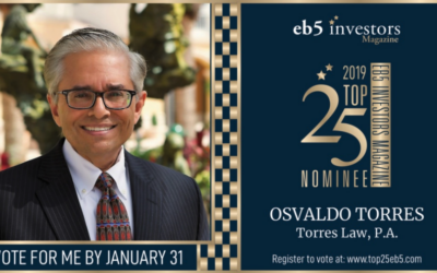 Congratulations to Osvaldo (“Ozzie”) F. Torres, Esq. for being nominated again this year as a Top 15 EB-5 Securities Attorney